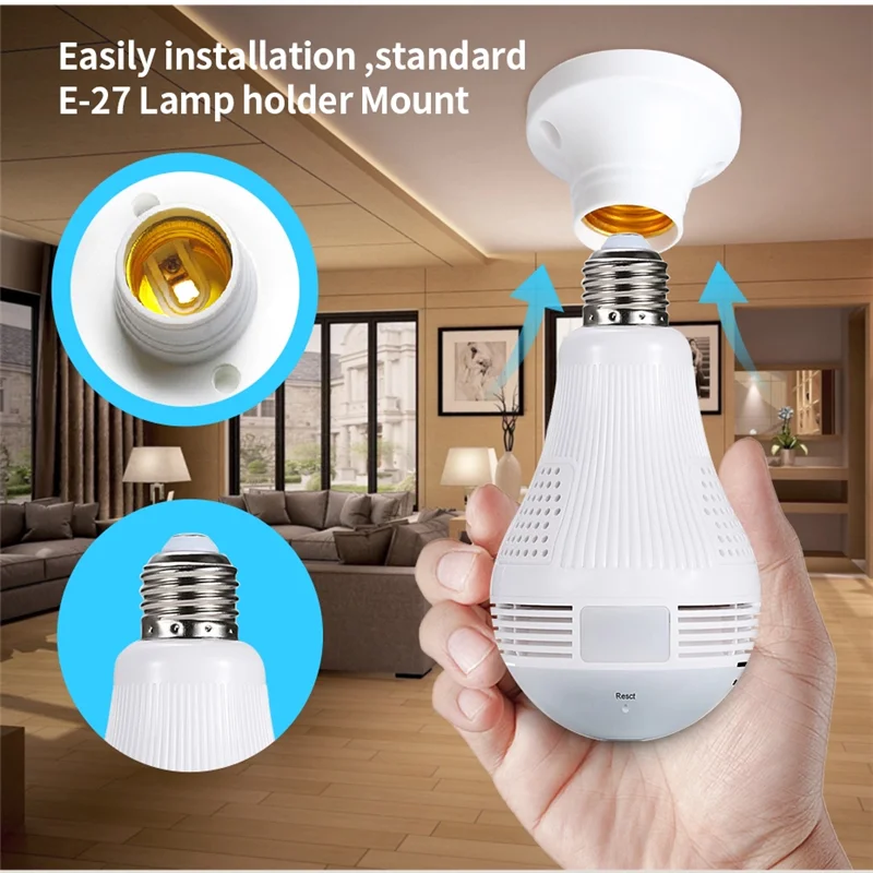 1080p Hot Selling 360 Degrees Ip Hidden Led Lamp Light Spy Wifi Bulb