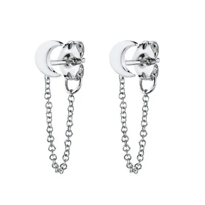 

Personalized S925 Silver Plated Moon Tassel Chain Drop Earrings Long Chain Moon Dangle Drop Earrings for Party