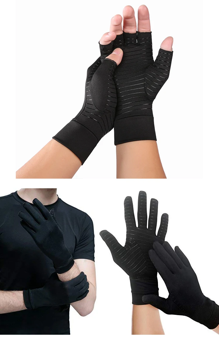 copper infused full finger compression arthritis gloves