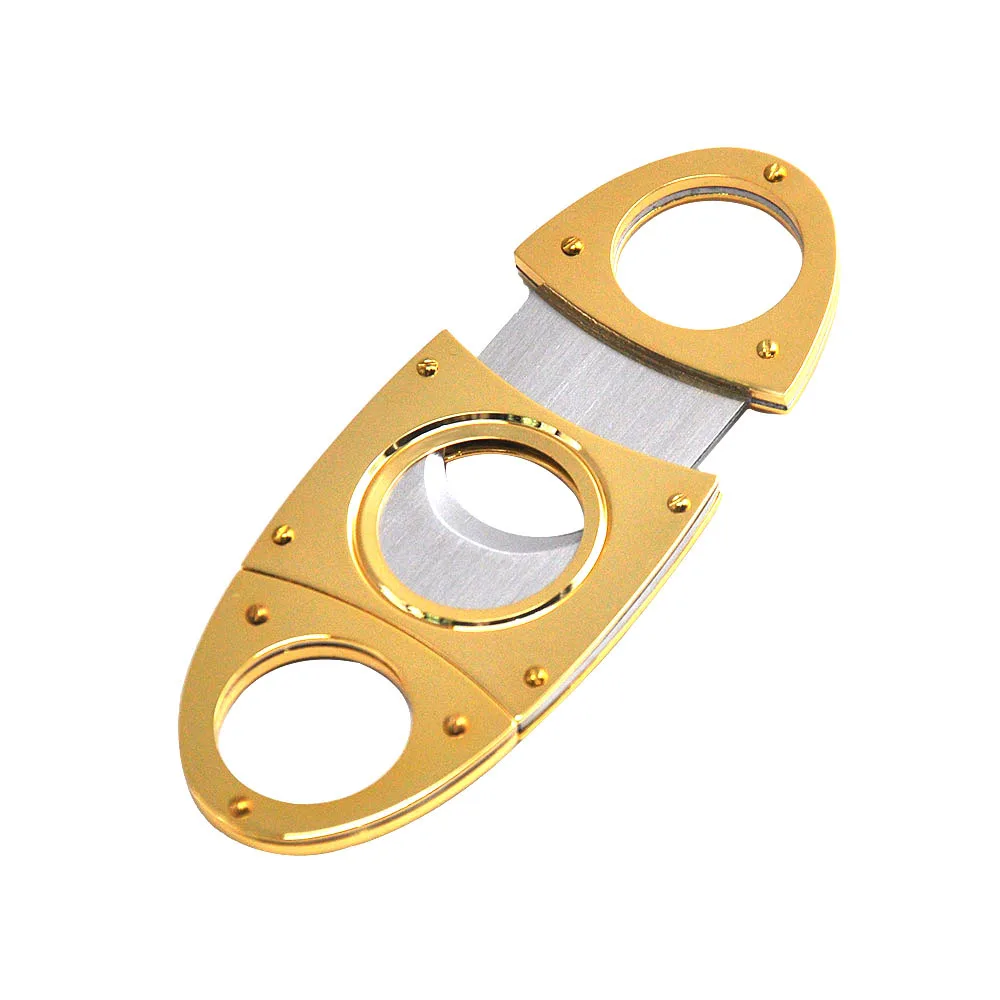 

Luxury Cigar Accessories Stainless Steel Guillotine Double Cut Blade Scissors Antique Bronze Gold Cigar Cutter