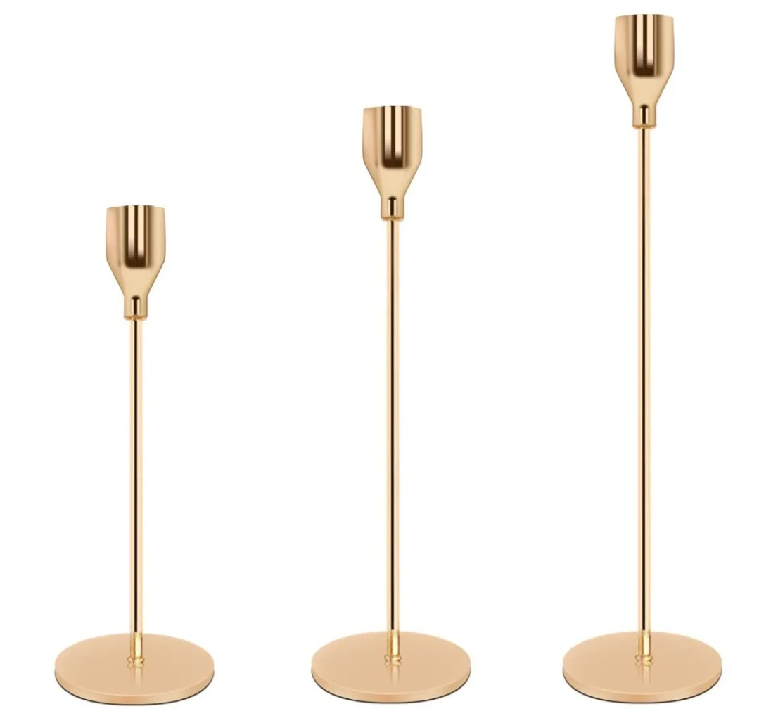 

Metal Candle Stick Set Candle Holder Decor Table Top Decorative Metal Wedding Centerpiece Home Party 20180104-4 Long Stem Gold