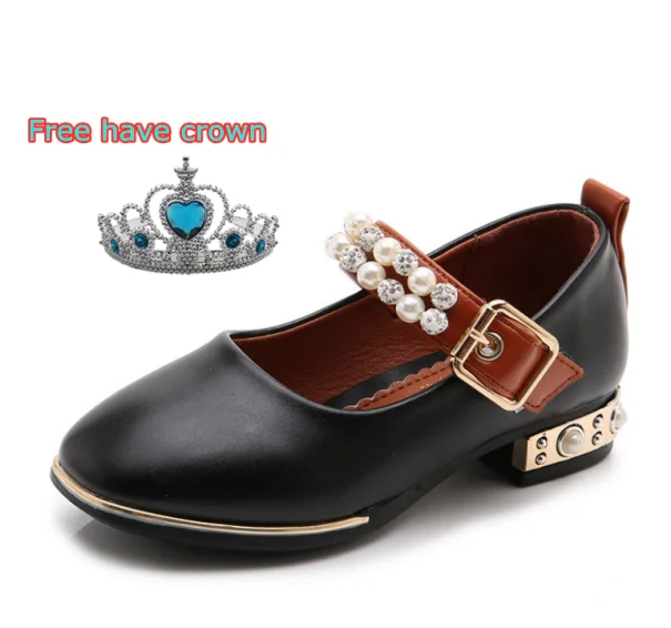 

Girl Fashion Trend High Heel Dress Shoes Princess Shoes Party Shoes Free Have Crown, White/pink/black