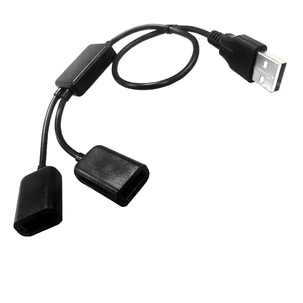 

USB Y Cable One Male to Female Dual Hub Power Cord Extension Adapter, Black