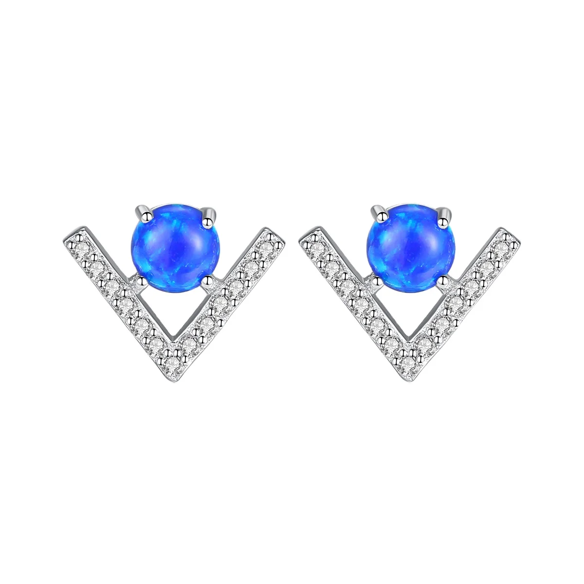 

Hot Sales 2021Jewwelry Women Earrings V Shaped Silver Earrings 925 Sterling Opal Earrings