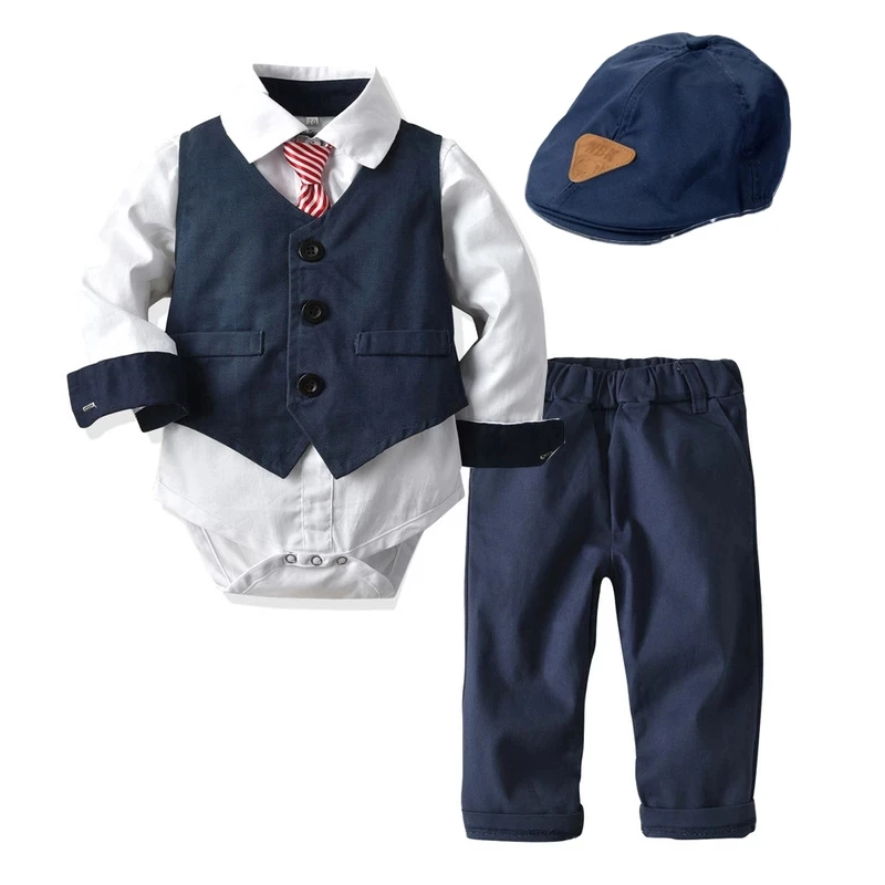 

Boys long sleeve gentleman baby outfit suit handsome kid clothing boys gentleman baby outfit suit with tie