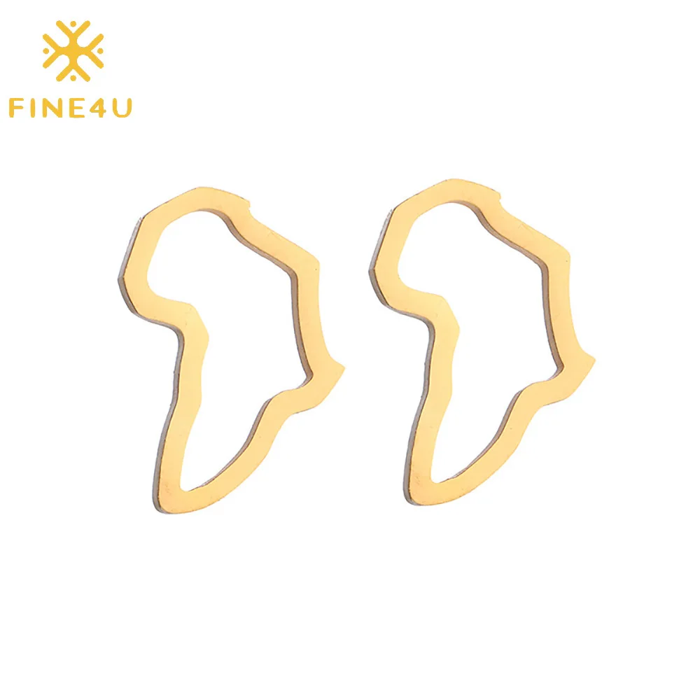 

Africa Map Earrings Hollow Gold Stainless Steel European and American Fashion Stud Earrings Antique Gold Plated Trendy Party