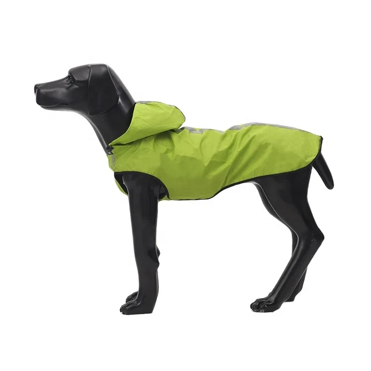 

SMASYS Retail Outdoor Functional  Poncho Pets Reflective Vest Dogs Rain Jacket With Hood Reflective Stripe, Green blue
