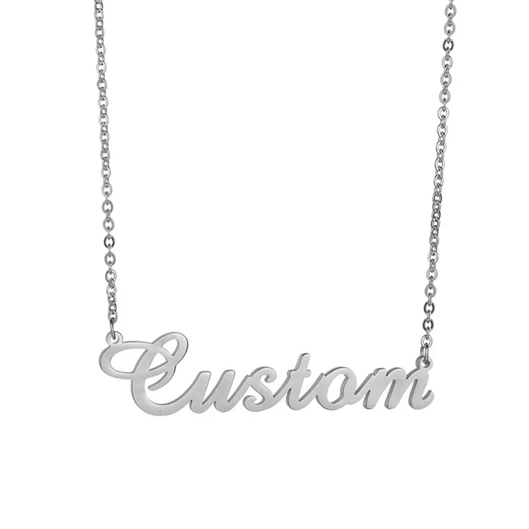 

Custom Dainty Real 925 Pendant Nameplate Initial Sterling Silver Necklace, Customized