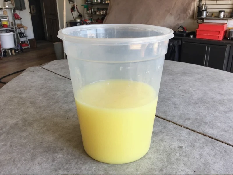 Step-by-step mixing of DIY washer fluid in garage