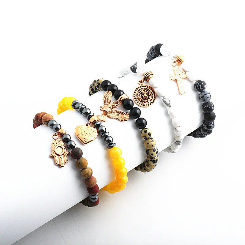 

A Grade Natural Stone Bracelet Fashion Citrine Black Onyx Bracelet, Multicolor