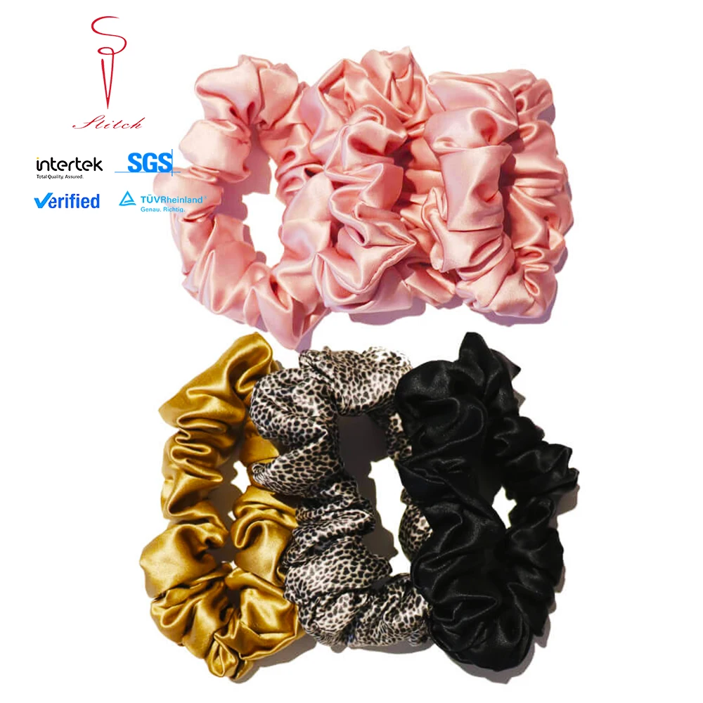 30mm Thin Mulberry Silk Human Hair Scrunchie , Women Damage Free Hair Ties