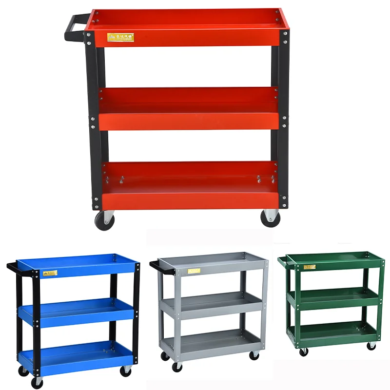 

3 Tray Rolling Metal Tool Trolley Transport Cart For Storage Tools