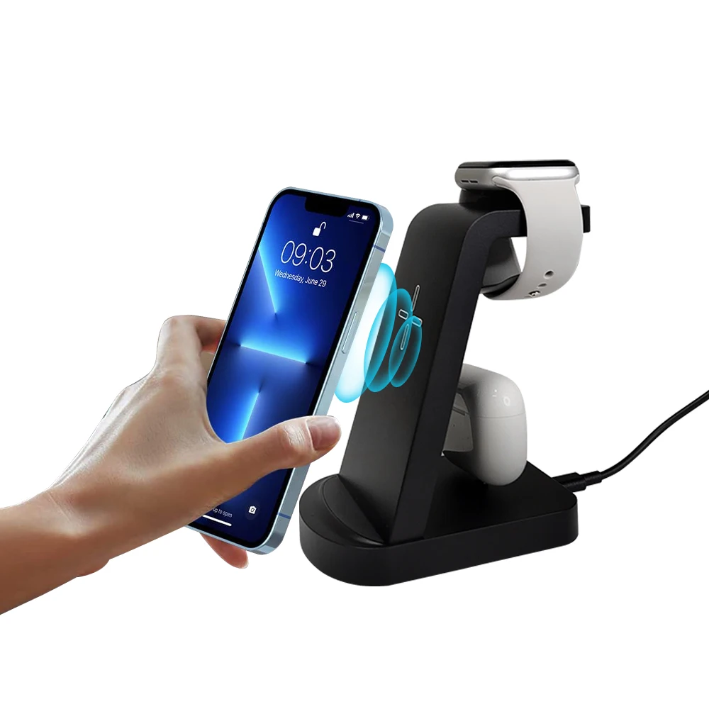 

Qi cell phone charging wireless charger 3 in 1 watch mobile phone earbuds fast charge stand