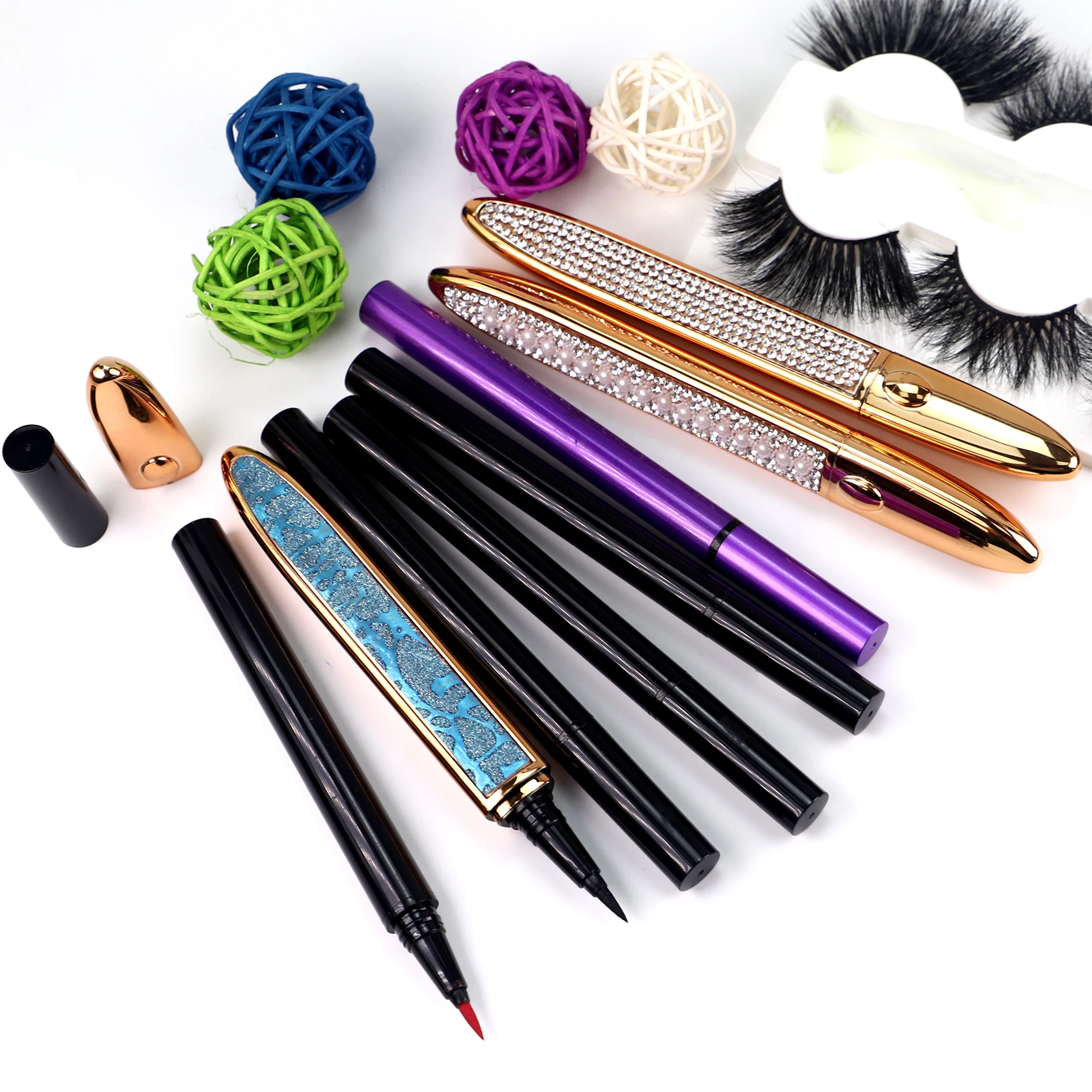

popular diamond tube design strip 3d lashes adhesive waterproof eyeliner