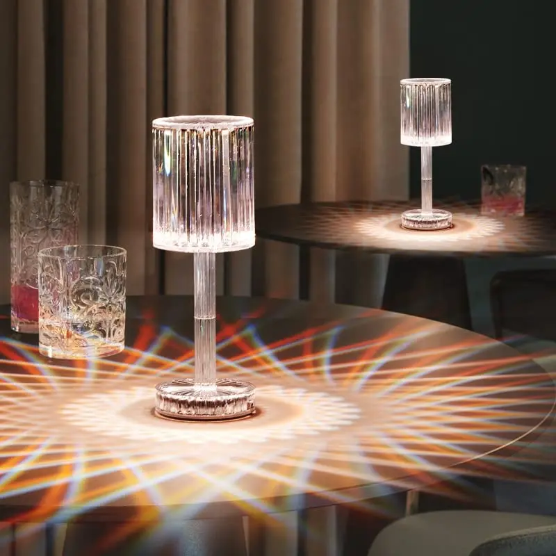 

Factory direct sale RGB 16 color USB rechargeable home decoration led crystal table lamp touch table lamp