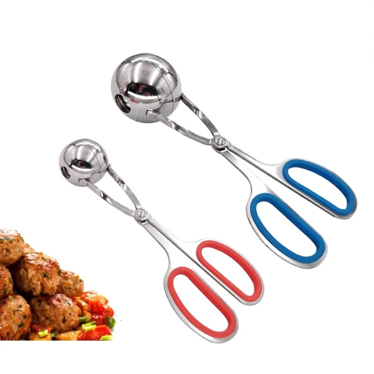 

Hot Selling Non stick 304 Stainless Steel Manual Meatball Scoop Ball Maker Tools With Rubber Handle For Kitchen