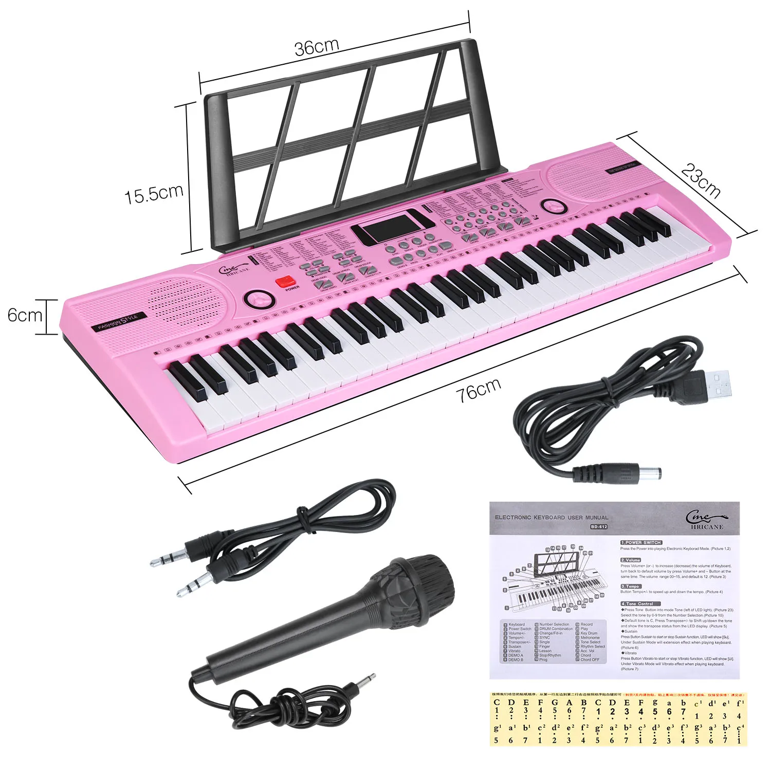 

61 keyboard interactive kid toy simulation electronic organ/keyboard with touch function piano keyboard electronic, Black