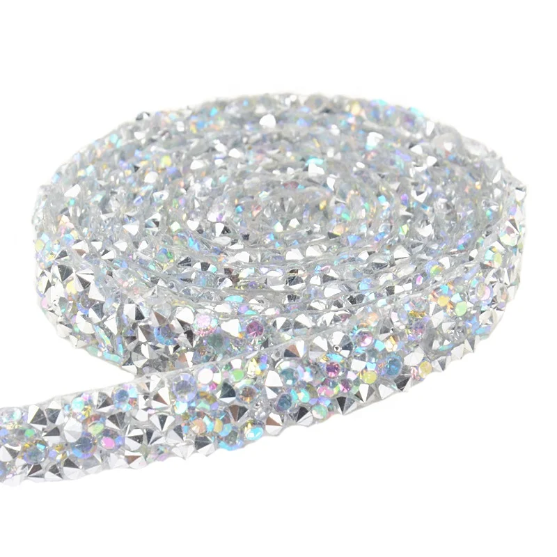 

1CM Sewing Trim Crystal Motif Strass Hot Fix Rhinestone Tape Applicator Ribbon With Rhinestones Iron On Appliques For Dresses