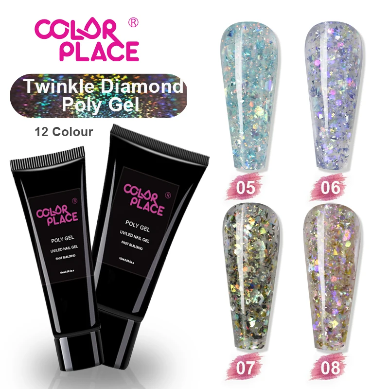 

Private Label Nail Art Cheap Diamond Glitter Poly Gel For Nail Extension