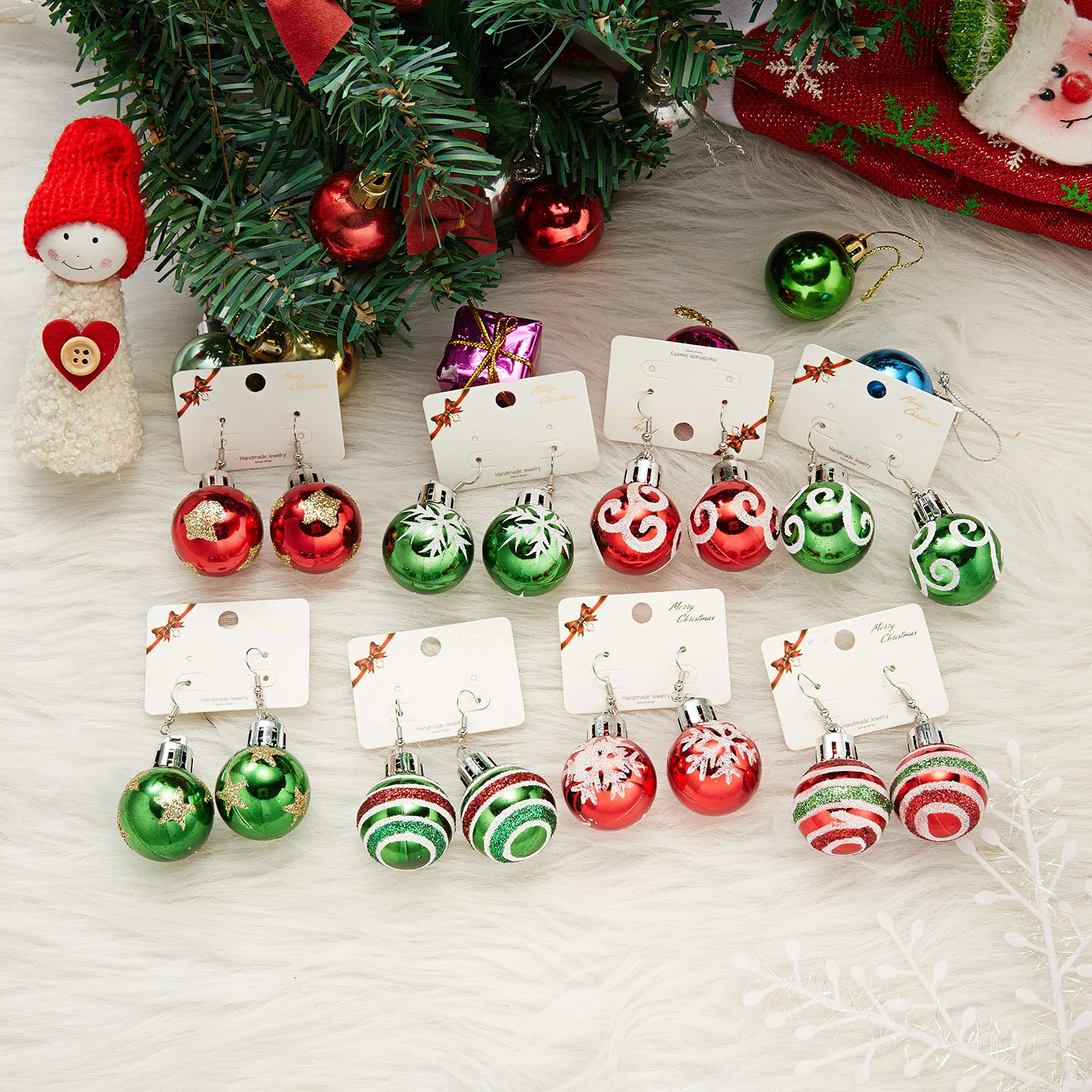 

Shangjie OEM arete resin glitter shining Xmas Christmas gifts jewelry earring Christmas Colorful Ball Dangle Earrings