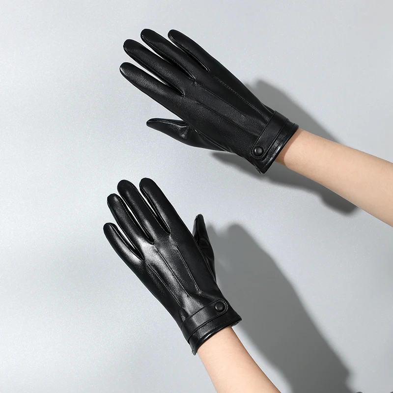 2024 New Fashion Waterproof Velvet Lining Touchscreen PU Leather Gloves for Ladies