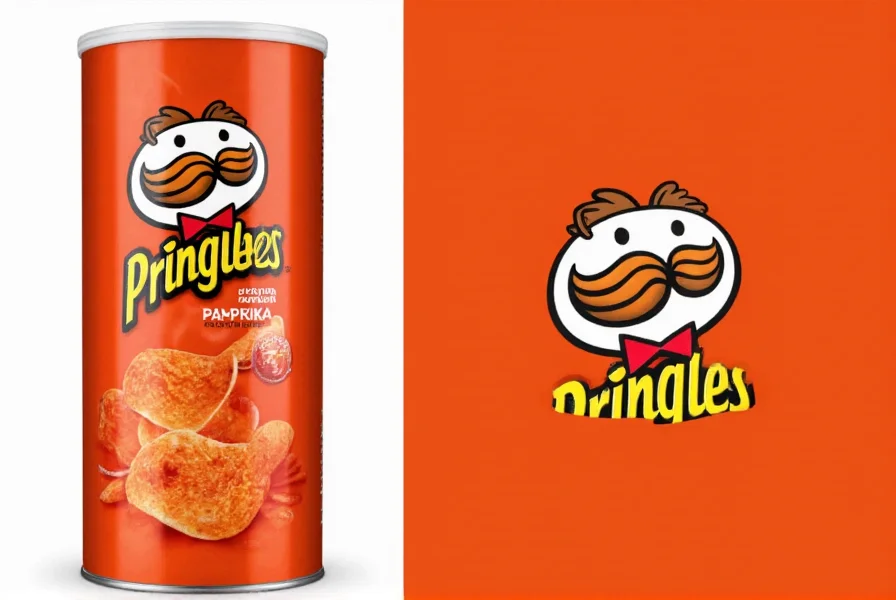 Close-up photography of paprika pringles in red and gold packaging with crisp texture visible