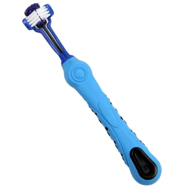 

Multi-Angle Cleaning Pet Toothbrush Dog Pet Teeth Cleaning Cat Dental Tooth Brush Triple Headed Pet Toothbrush, Blue