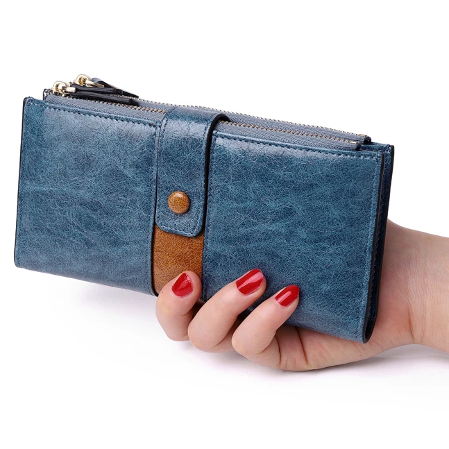 

Amazon hot large capacity money clip card purse women long leather wallet