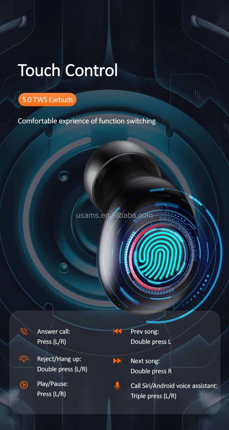 USAMS NEW YJ Series Blue tooth 5.0 Digital Display Wireless Earphone - ANKUX.COM
