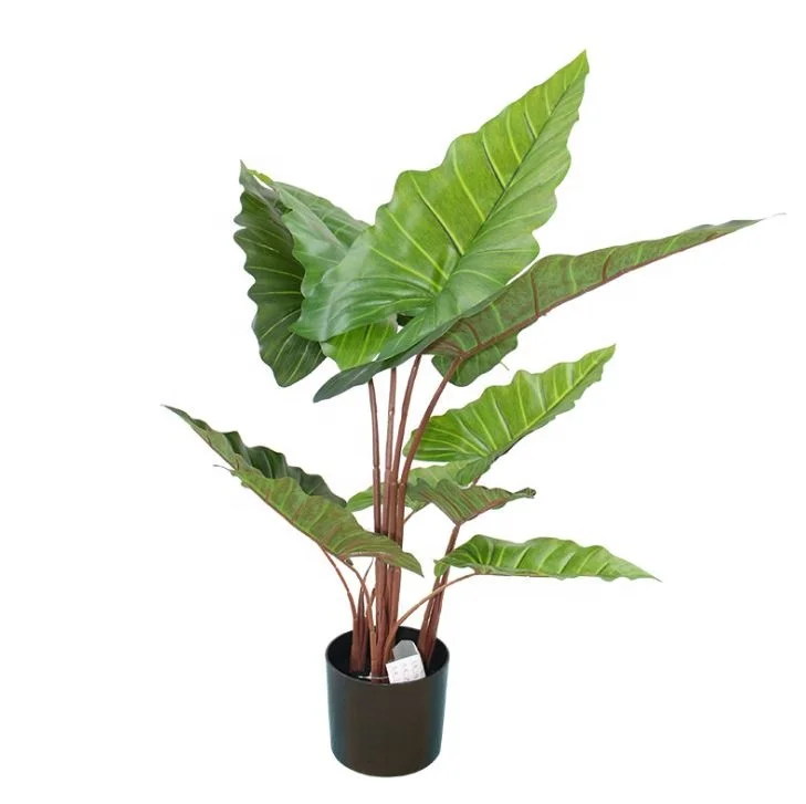 

Large plastic leaf red artificial taro leaf greenery plants bonsai tree in pot