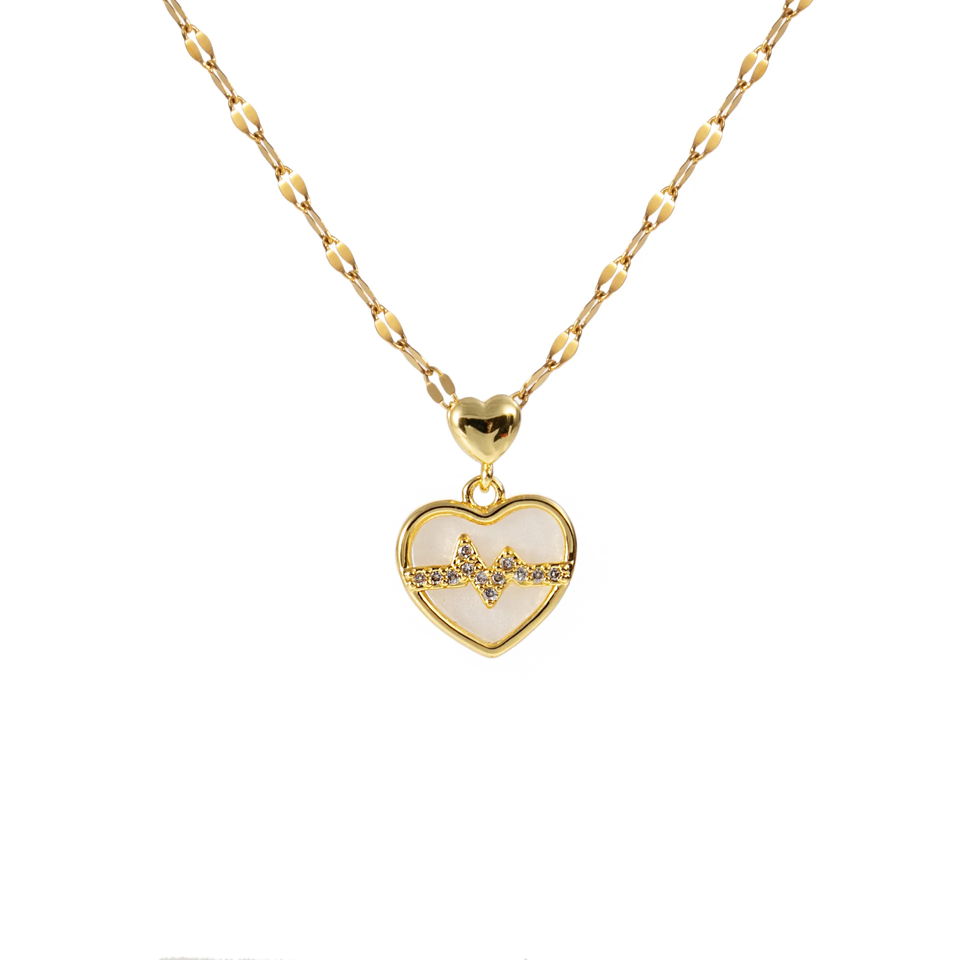 

Titanium steel 18K Gold plated Love necklace ECG diamond clavicle chain for women