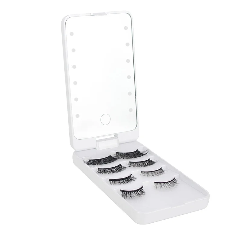 

Pancy wholesale high quality 3d mink eyelashes with 4-pair custom packaging led light box, Black
