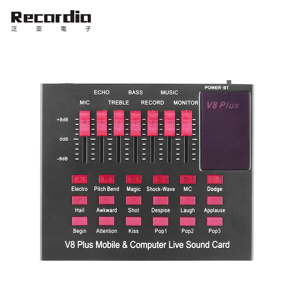 

2020 V8 Audio External USB Headset Microphone Live Broadcast Sound Card for Mobile Phone Computer PC Live Sound, Black