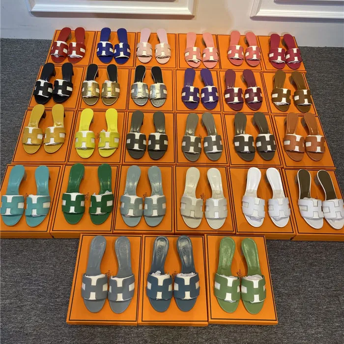 

H slippers female summer fashion wear Korean version of high-heeled leather web celebrity sandals beach travel with H drag shoes