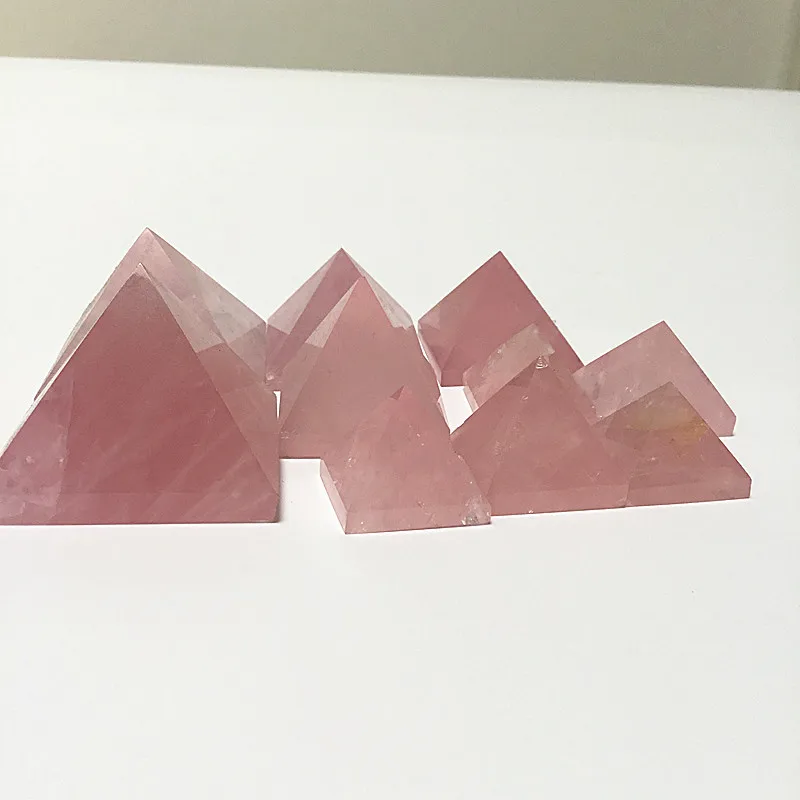 

Wholesale 2-5CM Crystal Pyramid Decorations Rose Quartz Pyramid Pendant Stone Furnishing Articles, As picture