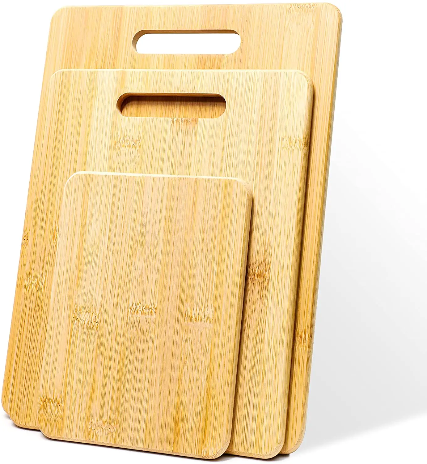 

bamboo Cutting Board Set of 3 with Handle Organic Wood for Chopping Block,Veggies & Cheese Wooden Boards for Kitchen