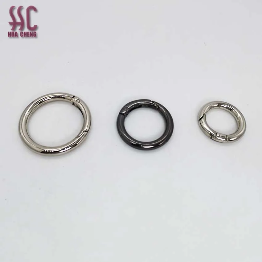 

Factory whole sale Nickel & Lead free zinc alloy O ring spring gate O ring for handbags customized, Gold,white,black, other color is available.