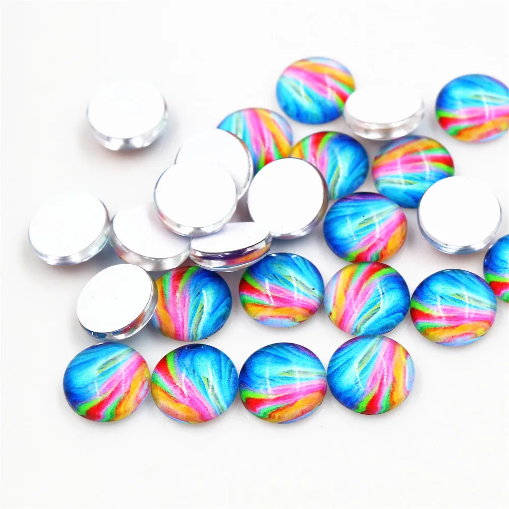 

50pcs/lot 8mm 10mm Mix Colors Fashion Mixed Handmade Glass Cabochons Pattern Domed Jewelry Accessories Supplies