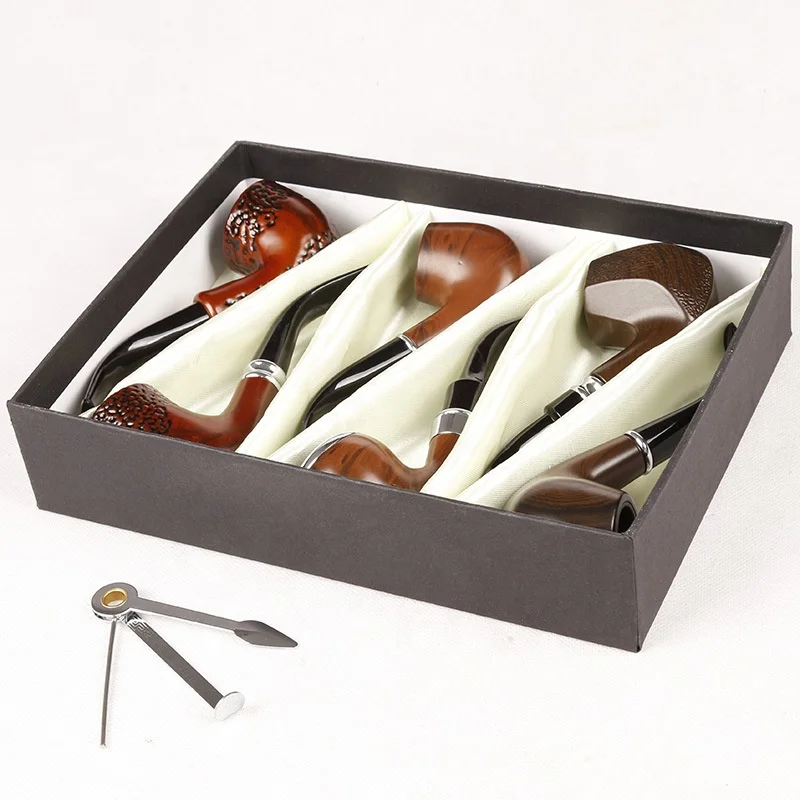 

16 cm Gift Box Wood Color Tobacco Pipe 6 Per Box, Picture