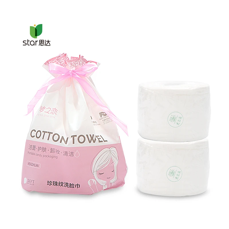 

Eco friendly cotton face makeup washer towel disposable facial towel wet and dry wipes, Natural white