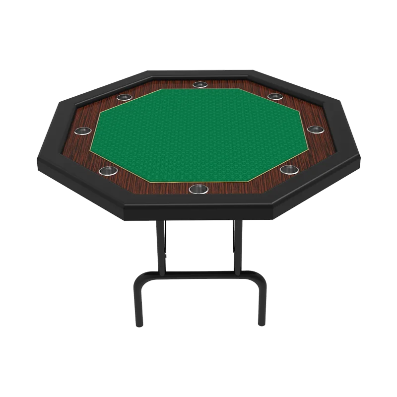 

YH 8 Players Wholesale Octagon Wood Simple Folding Poker Table With Iron Leg