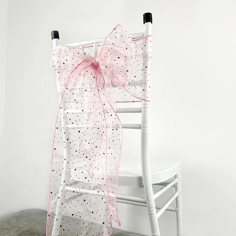 
Hotel Party Chair Tie Backs Sequin Pink Chair Sash for sale 