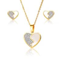 

BAOYAN Gold Plated Cubic Zirconia Shell Heart Stainless Steel Wedding Jewelry Set