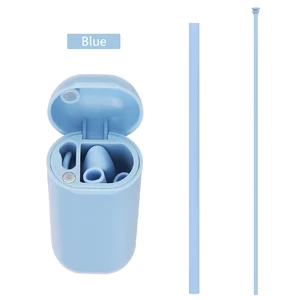 Image of 2019 Amazon reusable collapsible straw Food grade Silicone foldable straw Folding drinking straws with case