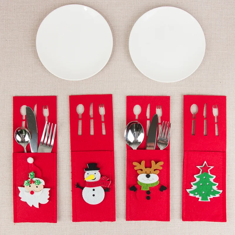 

Christmas Gnomes Tableware Felt Silverware Holder Pockets Knife Spoon Fork Bags Christmas Table Decoration