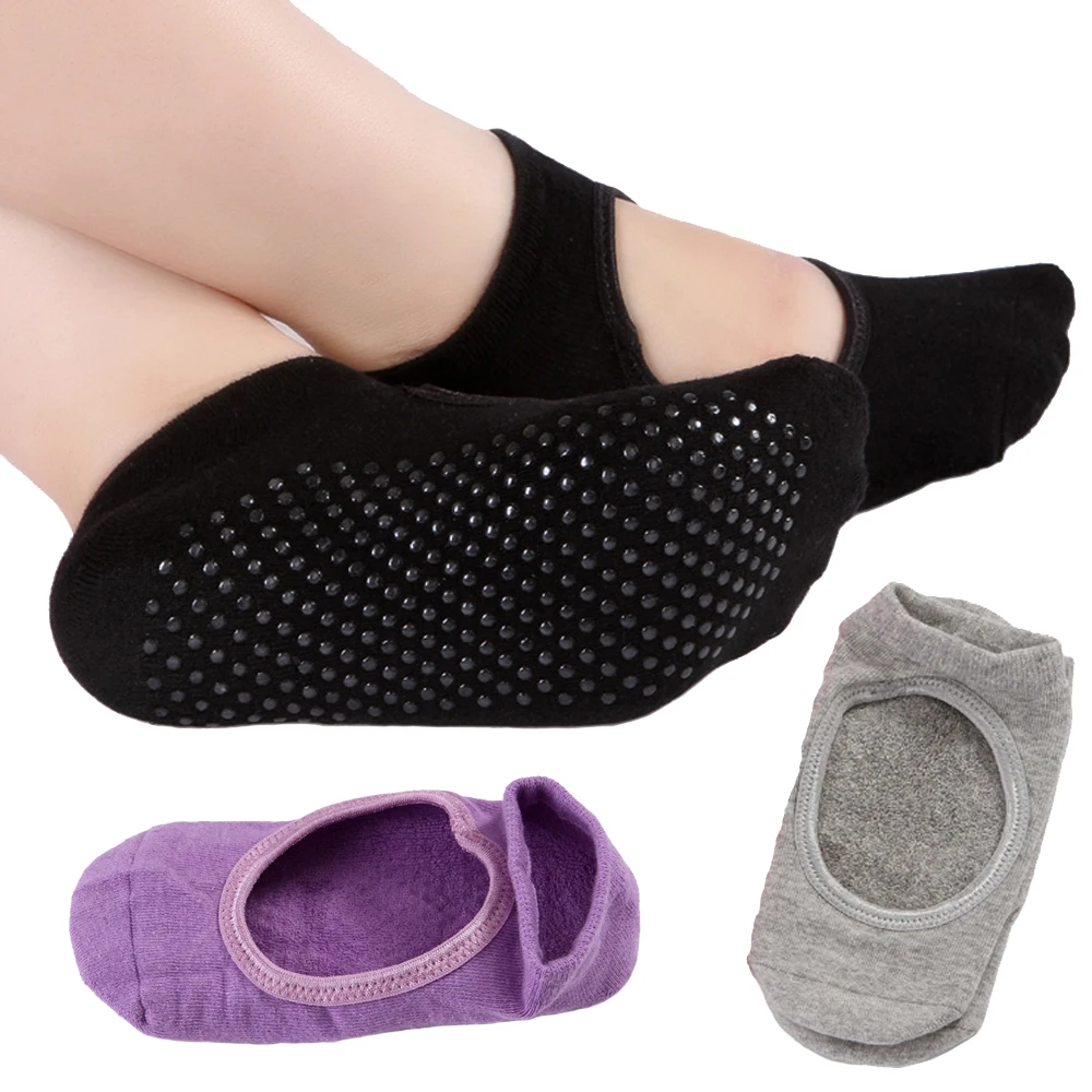 

Women Girls Non Slip Skid Gym Yoga Socks For Dancing Ballet Pilates Running Sports Hospital, Purple, black, grey, rose