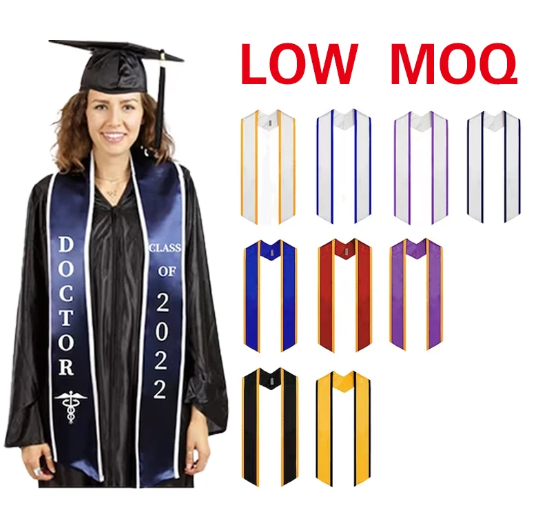Manufacturer 2025 Large 60inch Satin Polyester Graduation Stole Adult School Graduation Flag Stole Sublimation Graduation Sash