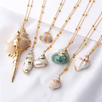 

Boho Natural Sea Conch Necklace Gold Chain Cowrie Shell Pendant Necklace for Summer Beach Jewelry