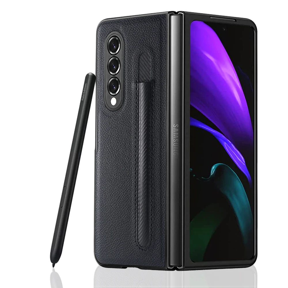 

FOLD3 Shockproof Lychee With Pen Pocket PU Protective Case Samsung Z FOLD3 Mobile Phone Case