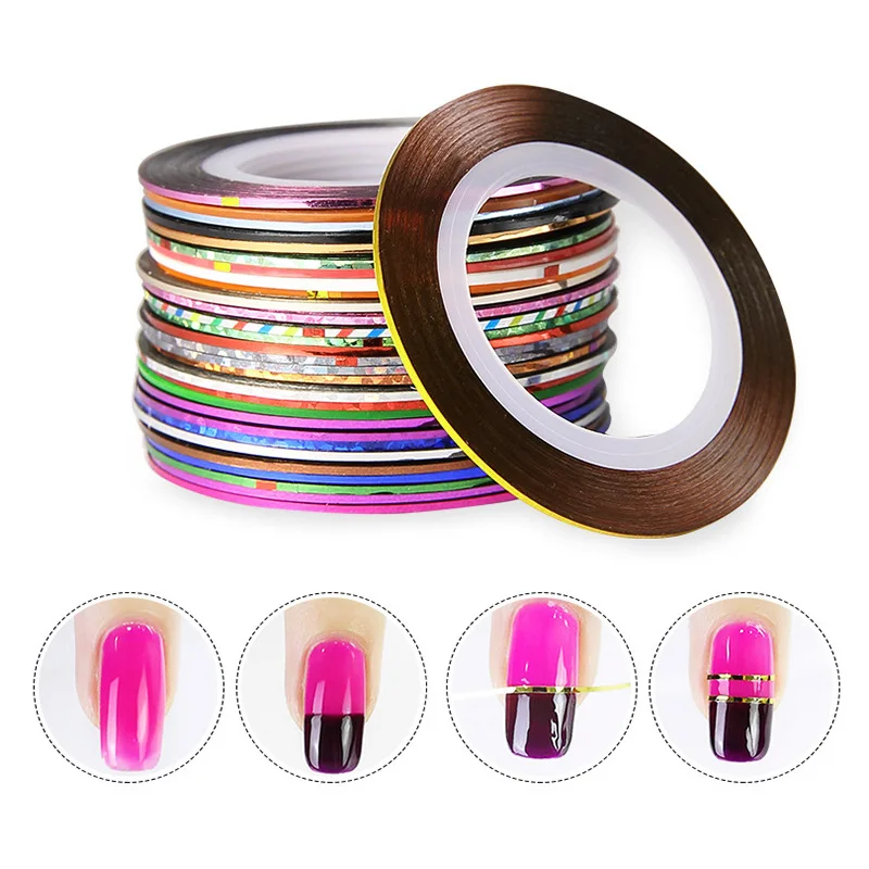 

Hot Sell Holographic Nail Striping Tape Line Foils Gold Silver Strips 3D Nail Art Adhesive Stickers Decals Manicure Decorations